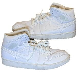 Nike Air Jordan 1 Mid Triple White 554724-109 Men's US Size 10 No Box‎
